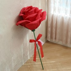 뷰티풀데코센스 자이언트 플라워 장미 종이꽃 리본장식, 레드, 1개