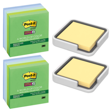 便利貼邊架 + 強力膠 City Collection 便利貼套裝, 白色（支架），Bora Bora 654-5SST（便利貼）, 2組