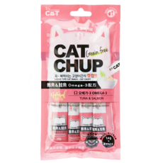 CAT CHUP 貓咪肉泥 無穀物 Omega-3配方, 鮪魚+鮭魚, 56g, 1袋