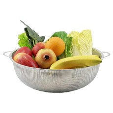 QUEEN SENSE 不鏽鋼沖孔瀝水籃, 銀色, 1個