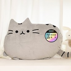 배곧인터내셔널 유아 성인 고양이인형 등 허리쿠션, 그레이