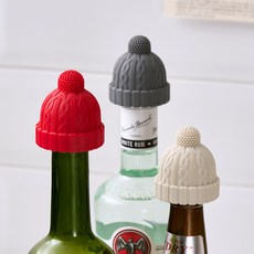 WAGENSTEIGER 矽膠酒瓶塞3件組, 聖誕紅, 午夜灰, 暖米色, 1套
