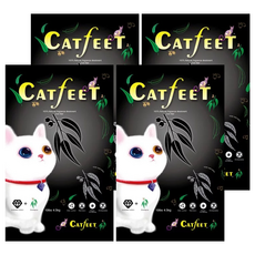 Catfeet 強效除臭超凝結貓砂, 100%天然膨潤土, 添加活性碳, 4.5kg, 尤加利, 4包
