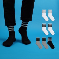 NO DESIGN 男款鬆緊帶3線中筒襪組 8雙