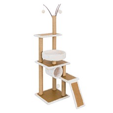 毛孩的秘密生活 二景一室天橋庭院貓宅 (貓跳台/貓抓板/貓爬架/貓咪別墅) CDT3-514326, 木紋色, 1個
