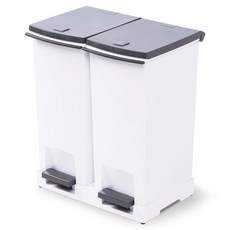 FRANCO 腳踏式分離箱 2 隔間 40L, 白色 + 灰色, 1個