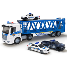 YOO&won 警察汽車運輸車作動玩具, 白色 + 藍色