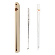 GOODGLAS 好玻 招財狗造型玻璃吸管 附清潔刷 環保可重複使用, 1組