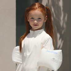 藍波臂圈 兒童成人通用 戲水游泳輔助用品 + 修補貼片, 1個, 白色藍色