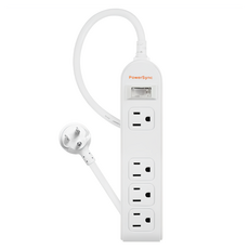 PowerSync 包爾星克 防雷擊1開4插3P延長電源線 PWS-EEA1412 19.5 x 4.5 x 2.5cm x 1.2m 300g, 白色, 1個