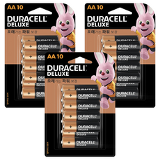 듀라셀 디럭스 알카라인 블리스터팩 AA 건전지, 10개입, 3개