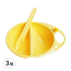 PiYOPiYO 黃色小鴨 麥粥碗匙組, 耐用性強, 安全性佳, 碗 + 湯匙, 黃色, 3組