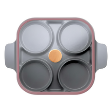 NEOFLAM FIKA Steam Plus Pan系列 雙耳烹飪神器 電磁底 + 玻璃蓋 粉紅色 烹飪孔300ml x 4, 27cm, 1組