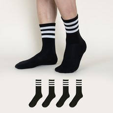 골드만싹스 남성용 스포츠 쿠션 파일 발등 메쉬 삼선 하프 삭스 양말 4켤레 세트, 블랙