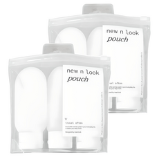 newnlook 旅行用分裝瓶 便攜式浴室補充容器 30ml x 3入 + 收納袋 + 標籤貼紙組, 白色, 2個