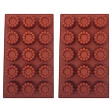 矽膠模具 菊花 15孔, 棕色, 2個