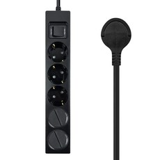 원스탑 제로갭 납작멀티탭 과부하차단 통합 5구 16A + 안전커버2p 세트, 1세트, 블랙, 1m