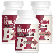 ROYAL SONG 御松田 酵母B群+鐵 500mg, 30顆, 15g, 3瓶