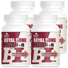 ROYAL SONG 御松田 酵母B群+鐵 500mg, 30顆, 15g, 4瓶