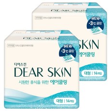 디어스킨 에어쿨링 생리대 날개형, 대형, 14개입, 2개