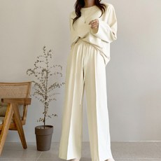 MEICHEL 圓領寬鬆T恤鬆緊帶長褲兩件式套裝 13594