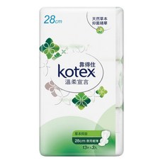 Kotex 靠得住 草本抑菌夜用超薄衛生棉, 28cm, 39片, 1組