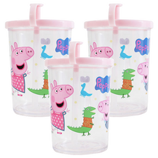 Dung Jin 佩佩豬吸管杯 - 寶寶學飲好幫手 外出攜帶方便, 280cc, 3入, 粉