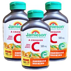 Jamieson 健美生 維生素C咀嚼錠 柳橙風味 增強體力 維持健康, 120顆, 3罐