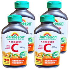 Jamieson 健美生 維生素C咀嚼錠 柳橙風味 增強體力 促進膠原蛋白形成, 120顆, 4罐