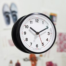 HC CLOCK 韓國製現代無噪音防水吸盤時鐘 12cm, 白色 + 白色