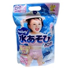 Moony 滿意寶寶 玩水褲褲型尿布女童款 XL, 3片