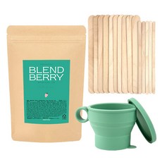 綜合莓果綠茶硬蠟 + 矽膠杯 + 木質刮棒 15p 套組, 1個