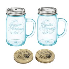 보르미올리 제니에띠 빨대 뚜껑 2p + 일반 뚜껑 2p + 콰트로 드링킹 자 블루 415ml x 2p