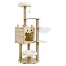 毛孩的秘密生活 二景四室馥麗歐風貓宅 貓跳台/貓抓板/貓爬架/貓咪別墅, 木頭色 + 白色, 1個