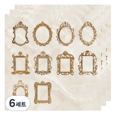 特別商店 手帳裝飾 復古邊框貼紙 10款套組, 鏡子與鏡子, 6套