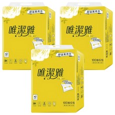 唯潔雅 超值萬用包抽取式衛生紙 100抽 100%原生紙漿 不添加螢光劑, 6包, 3袋