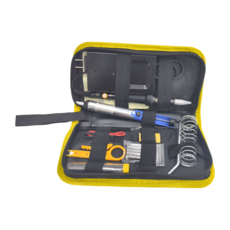 可調溫電烙鐵Set, 60W, 110V, 200~450°C, 帶電子線, 錫子海綿x2, 烙鐵架組, 吸錫器, 烙鐵頭x5, 錫線, 簡易剝線器, DO198G07, 1組