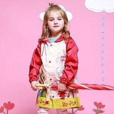 Candy baby 孩童拼色印花連帽雨衣