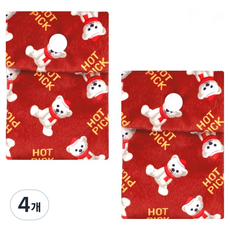 핫픽 따뜻하곰 휴대용 프리미엄 극세사 포켓용 미니핫팩 전용 파우치 레드, 4개