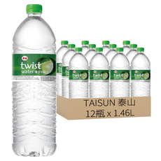 TAISUN 泰山 twist water 環保包裝水, 1.46L, 12瓶