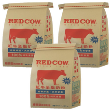RED COW 紅牛 全脂奶粉，紐西蘭純淨乳源，100%純乳含量, 3包, 1.5kg