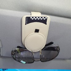 AUTO CREW 車用皮革遮陽板太陽眼鏡夾, 米色, 1個