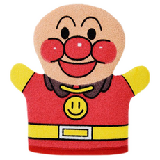 BANDAI 洗澡手套, 麵包超人臉型 紅色, 1個, 1入