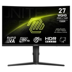 msi 微星 MAG 27" 1500R 電競 曲面 顯示器 16:9 Rapid VA 黑色 MAG 275CQPF WQHD
