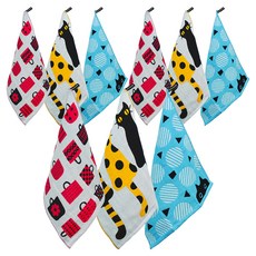 You House 北歐風格廚房毛巾套裝 3, 三酮黃，購物袋，圈貓天空, 3組