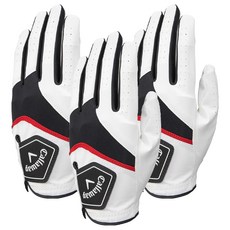 Callaway 卡拉威 2023混合合成皮革高爾夫手套 左手用, 白色, 3個