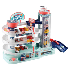 LET'S TOY Super Auto轟隆隆停車塔汽車玩具組, 混色, 1組