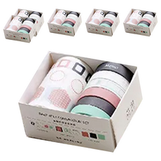 芯陌 基礎套裝紙膠帶 10mmx3m/60mmx2mx1卷 純色基礎圖形模切 優質紙可反復黏貼, 水梨, 6個