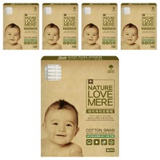 NATURE LOVE MERE 嬰幼兒衛生棉花棒 圓筒型, 5個, 80個裝