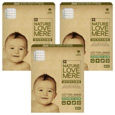 NATURE LOVE MERE 嬰幼兒衛生棉花棒 圓筒型, 3個, 80個裝